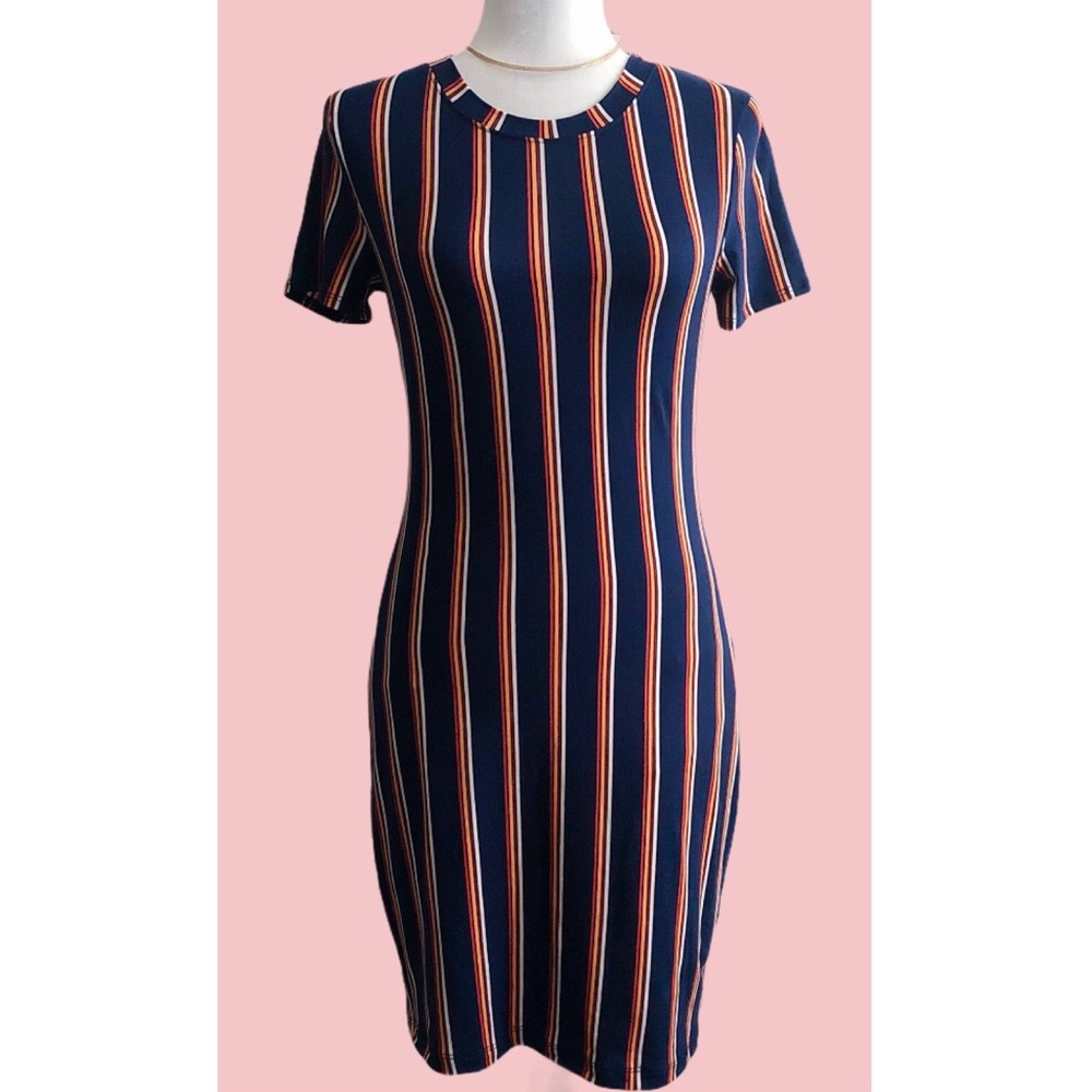 Navy Striped Dress - Picture 2 of 3
